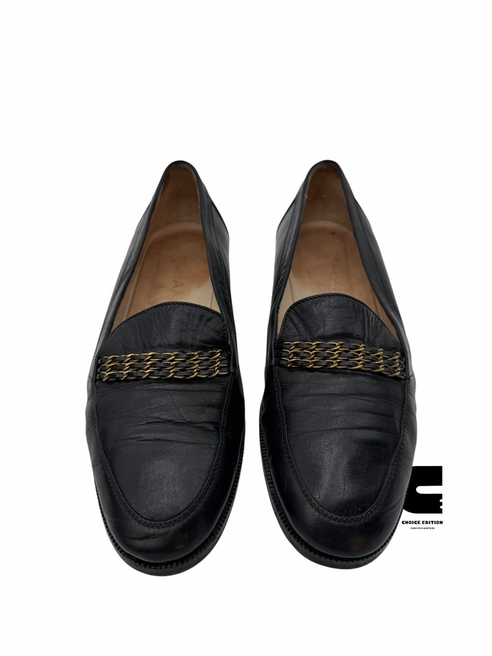Vintage Chanel Classic Leather CC Chain Slip On Loafers - Size 38 1/2 - Picture 8 of 8